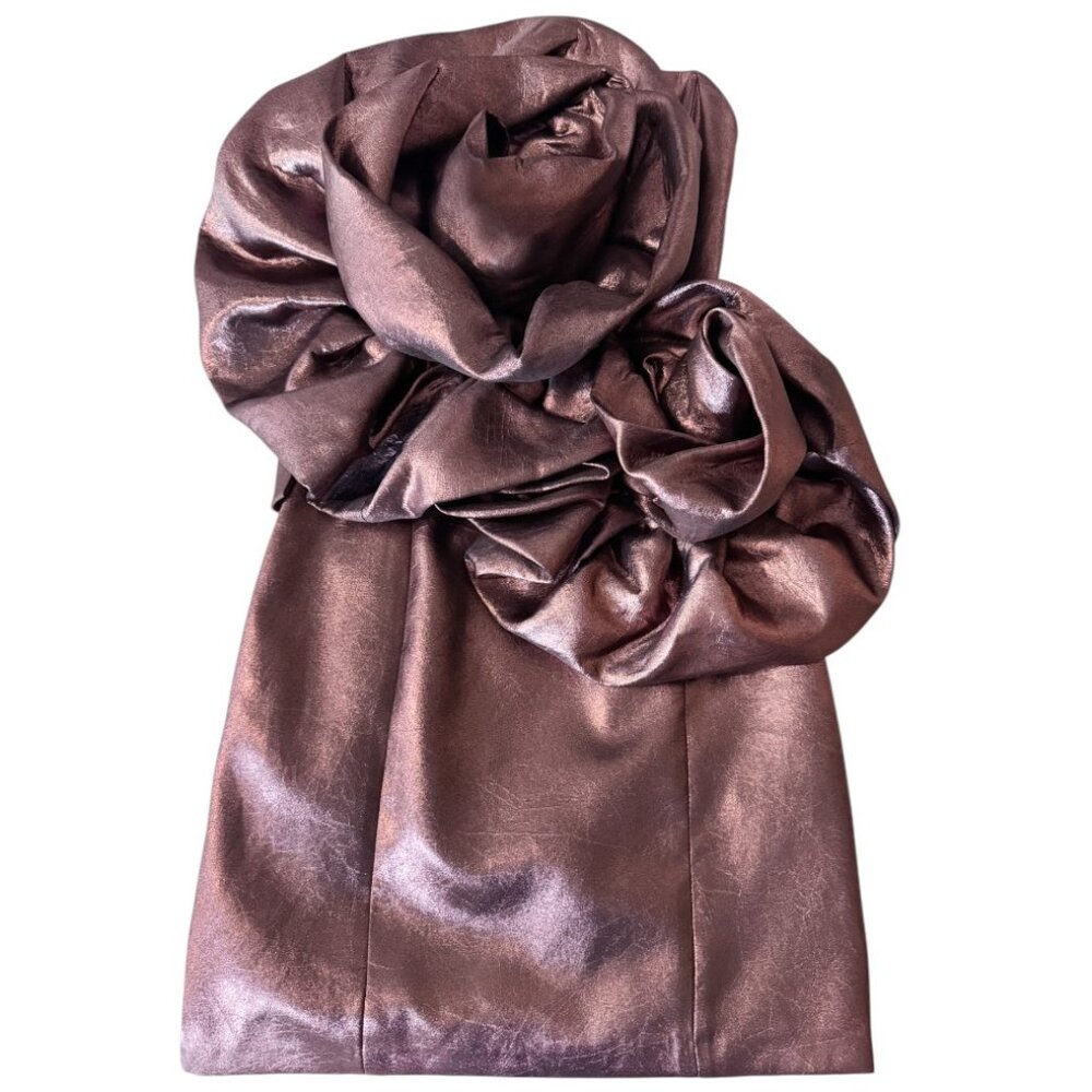 NWT ZARA METALLIC BRONZE ROSE GLAM MINI DRESS GORGEOUS BODYCON COCKTAILS MEDIUM - Picture 2 of 10